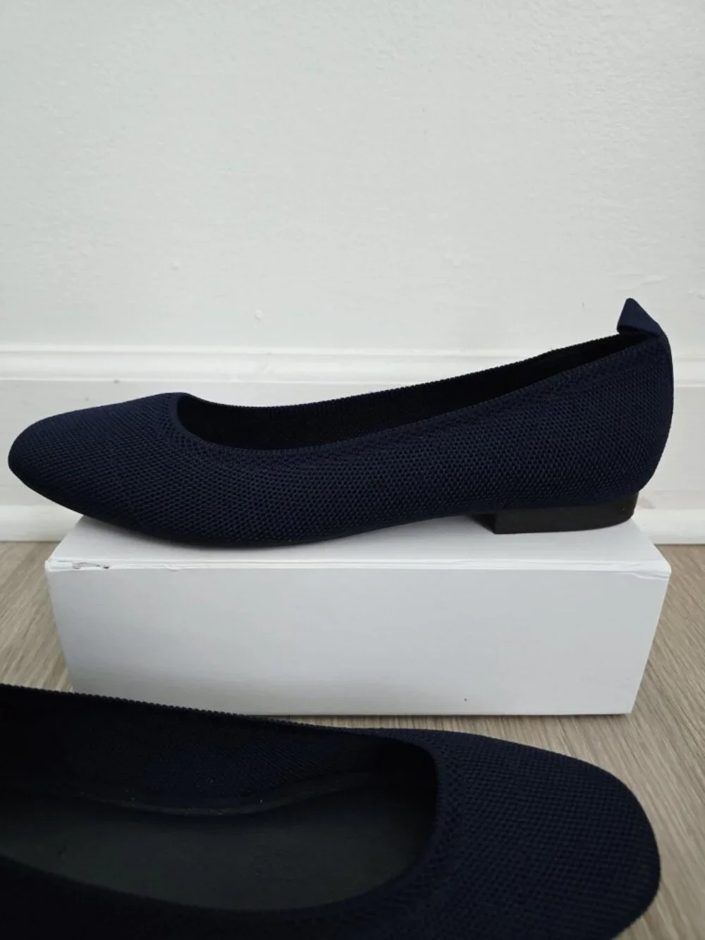 Mia Rasia Navy Ballet Ballerina Flats Shoes 11 Knit Slip On Round Toe Womens